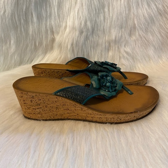 Clarks Sandals Womens‎ Size 9 M Floral Open Toe Wedge Shoes - Picture 1 of 7